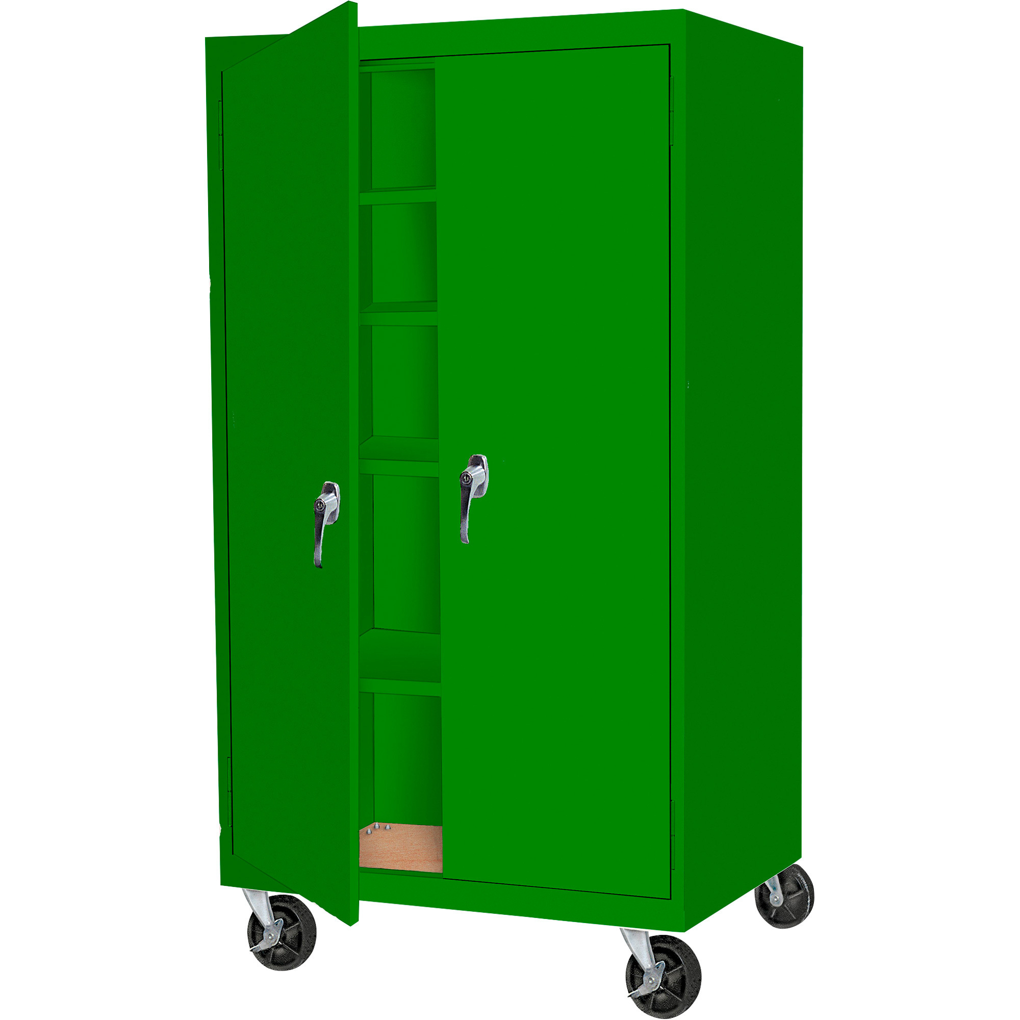 Steel Cabinets USA 2-Door Mobile Storage Cabinet, Pure Green, 4 Shelves, 4 Casters, Locking Handles, 36in.W x 24in.D x 72in.H, Model# MAAH-36722RB-P GRN